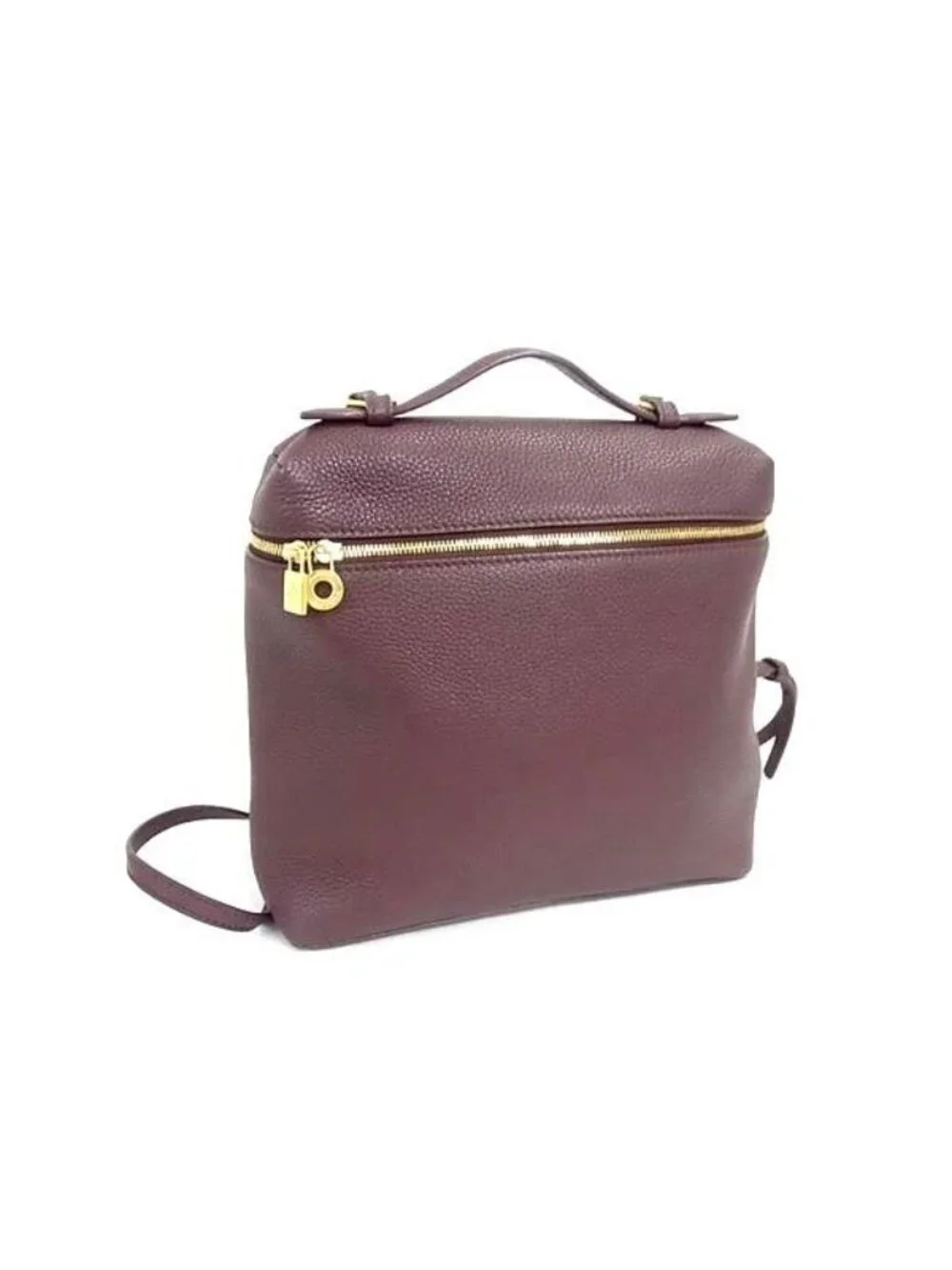 Loro Piana Leather Backpack Bordeaux